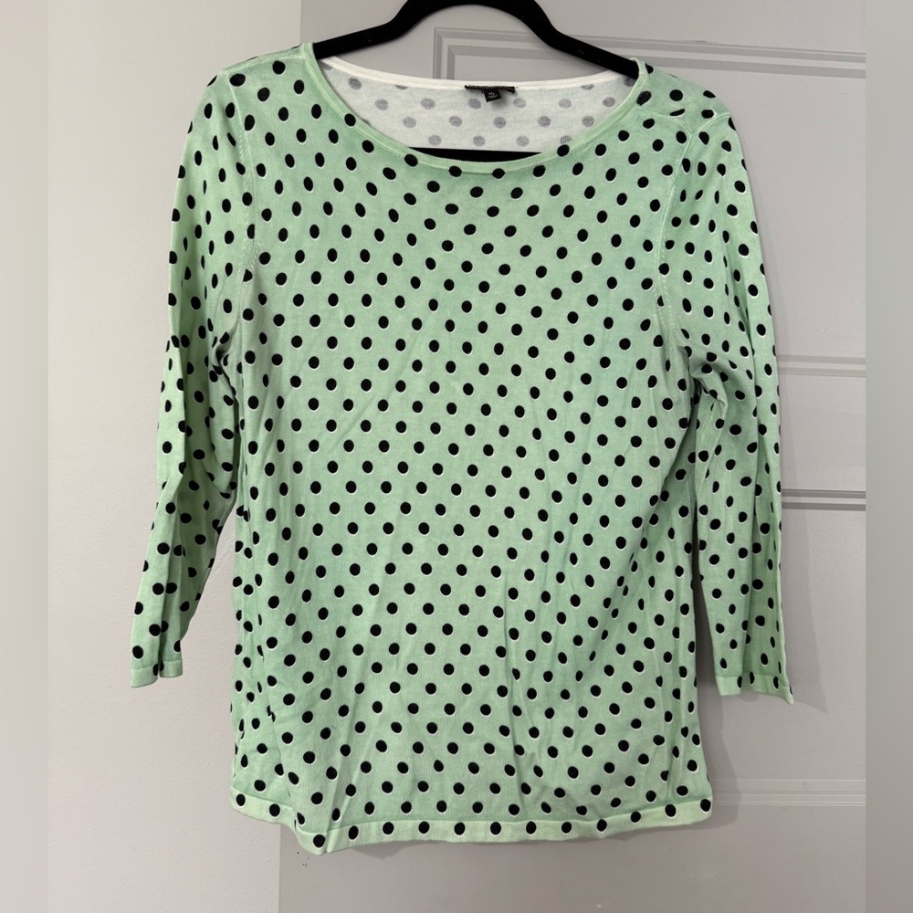 Talbots Mint Green Polka Dot Long Sleeve Top